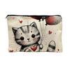 Yangyizhi Borsa portaoggetti con stampa di gatti, con cerniera liscia, astuccio multifunzione in poliestere ispessito, borsa da toilette da viaggio