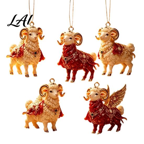 Holiday Party Decor for Office 5Pcs Christmas Sheep Hanging Ornaments 2D Acrylic Festive Decorations Xmas Tree Home Decor Lightweight Easy