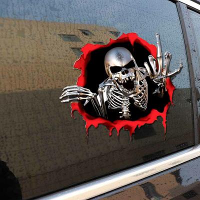 3D Metall Skelett Schädel Körper Fenster Stamm Stoßstange Emblem Abzeichen Auto Aufkleber Aufkleber Universal Kreative Auto Tuning Langlebig