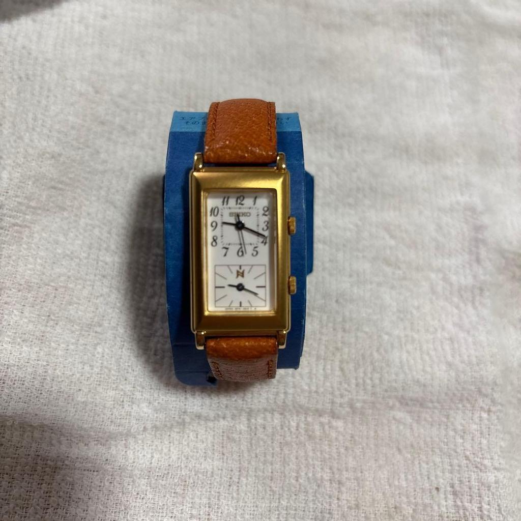 Used SEIKO Neue Dual Time 1EFW-5A00 Watch Gold Vintage