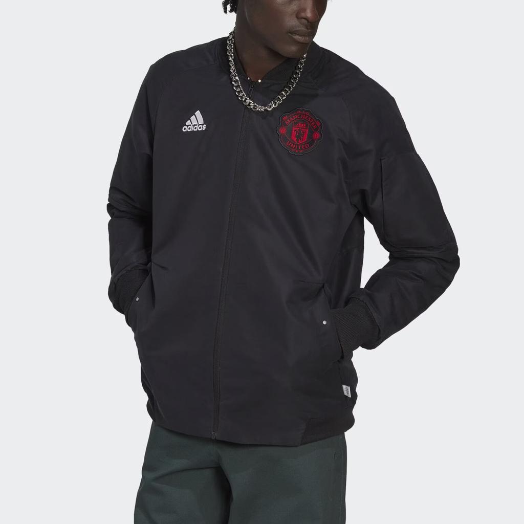 Adidas Manchester United 22/23 Travel Fashion Versatile Long Sleeve Jacket Men Jacket Black HI5229