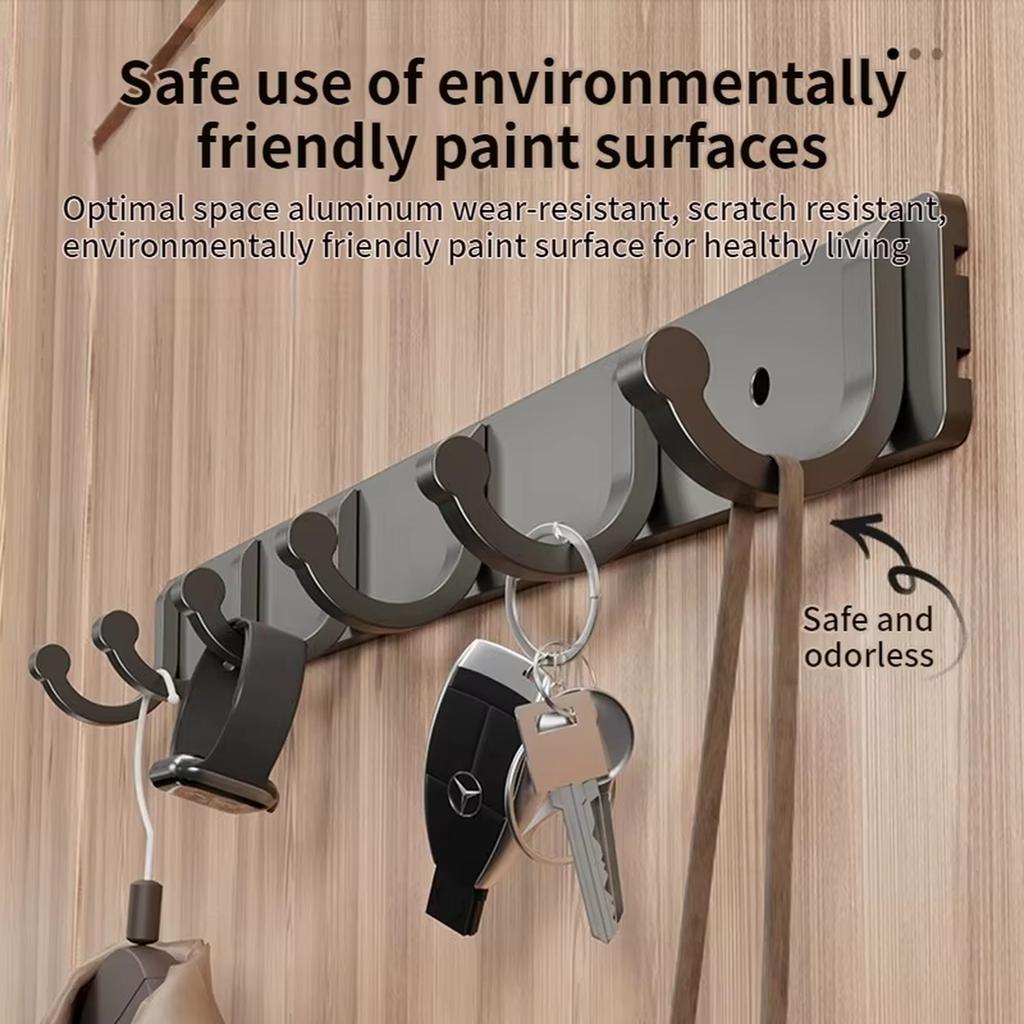Wall Mounted Space Aluminum Coat Hooks, No Drill Adhesive Rack for Bathroom Bedroom