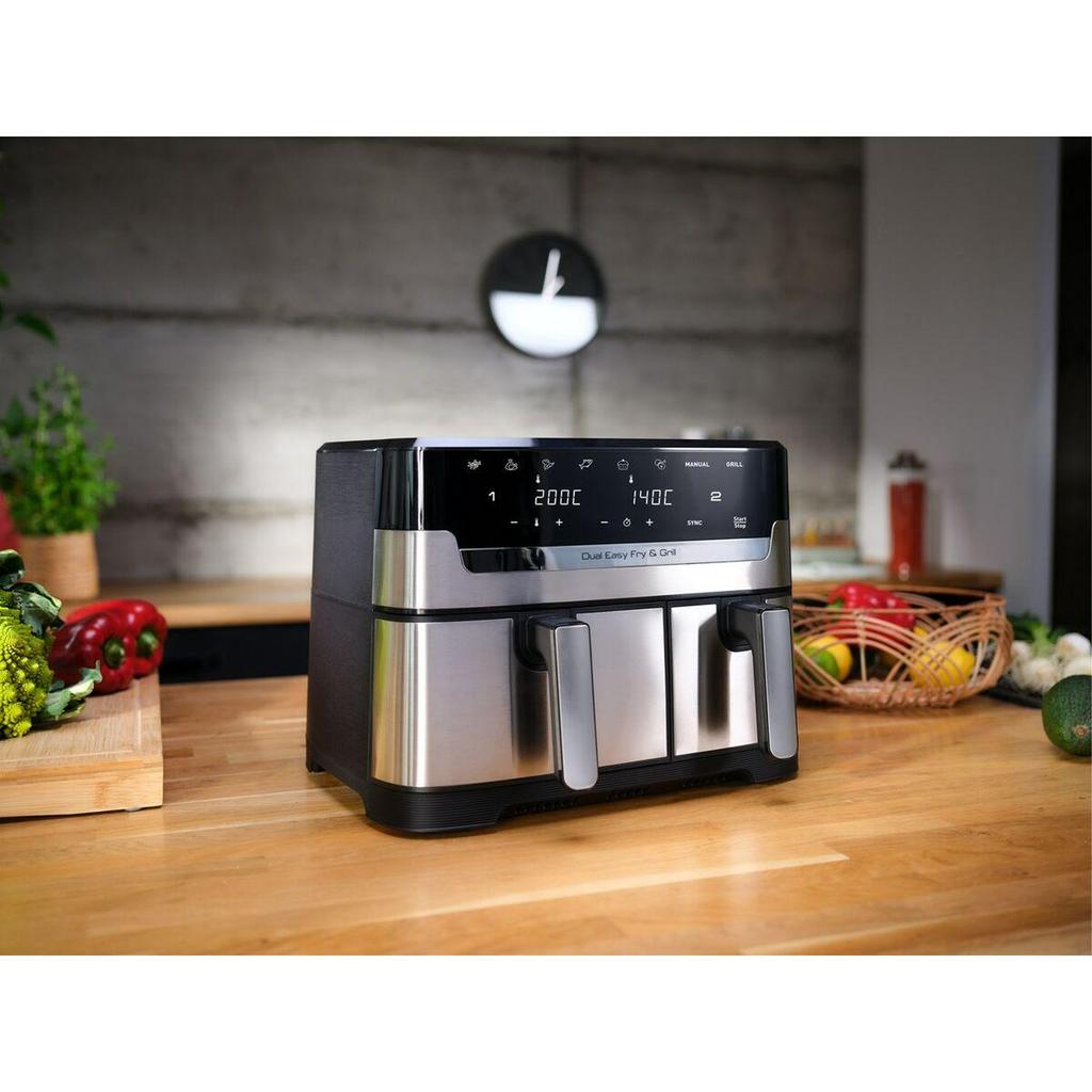 Tefal Dual Easy Fry Grill Ey905d Electric Fryer 8.3 L Stainless Steel