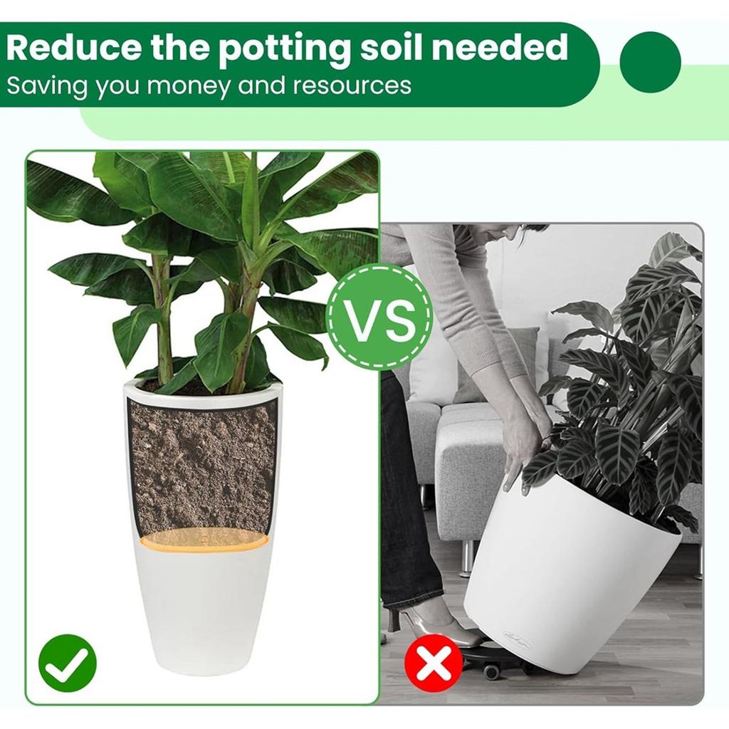 2Pcs Round Planter Insert Plant Pot Insert Hanging Flower Basket Liner with Drainage Hole Use Potting Soil Breathable