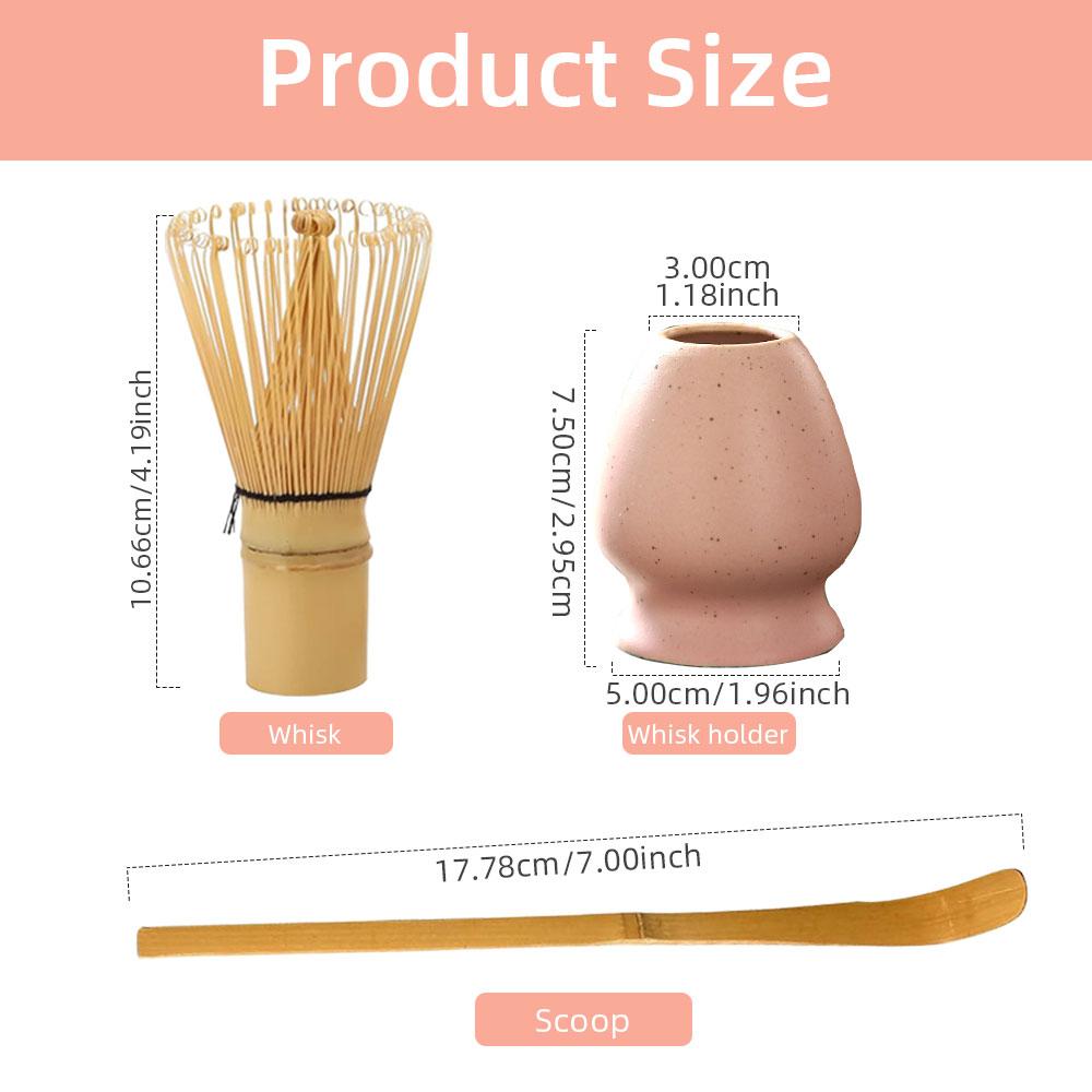 

3 шт. Японский набор матча Безопасная бамбуковая ложка для чая Будды Чайный набор Инструменты для перемешивания чая в помещении Аксессуары Кухонные наборы чайной посуды Three-piece Set розовый