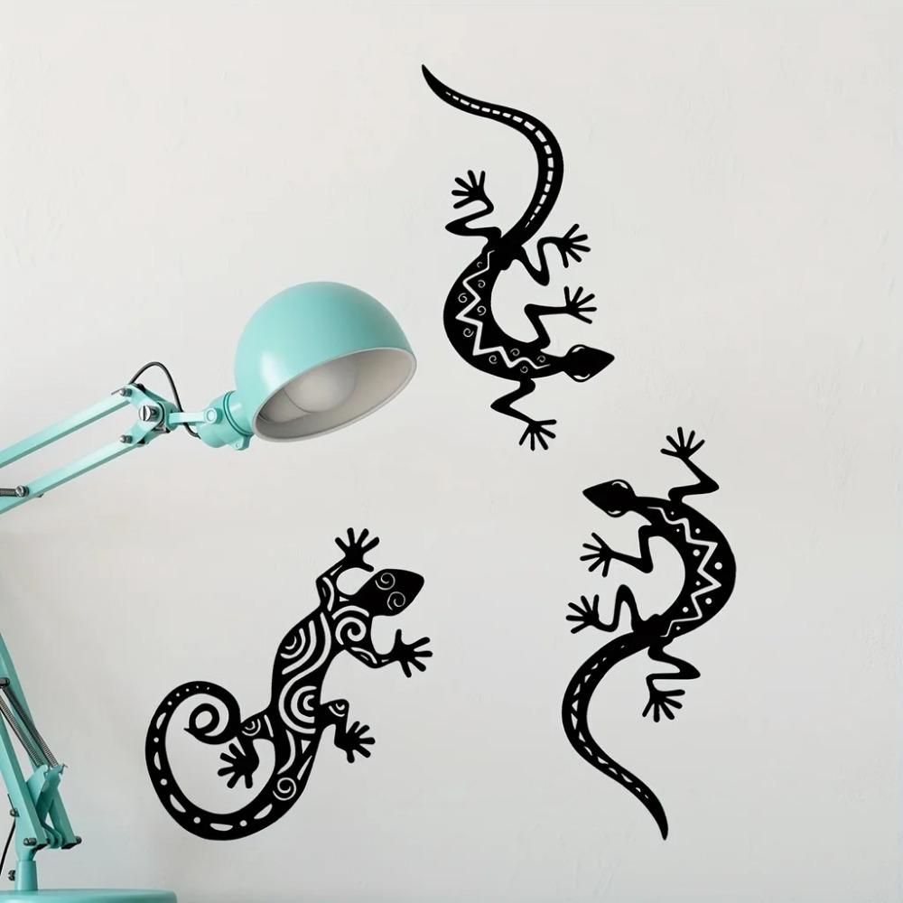 1 шт. Металлическое настенное украшение в виде геккона - 3D-силуэт ящерицы | Стильный металлический настенный декор для спальни и гостиной, скульптуры
