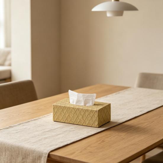 Tissue Box, with Waterproof Wear-Resistant Surface, Diamond Embossed Texture Compact Paper Holder for Office Bedroom