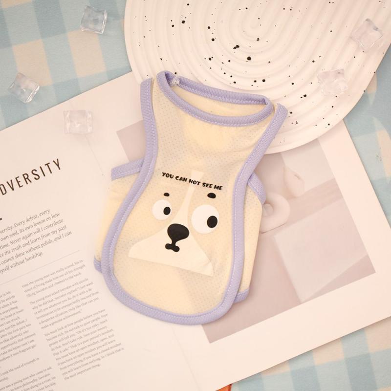 Pet Cat Dog Summer Cartoon Pattern Cool Breathable Cooling Ice Silk Vest Outdoor Tank Top Lightweight Outdoor Cool Clothes