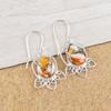 Orange Copper Turquoise Gemstone Jewelry, 925 Sterling Silver Earrings, Handmade Balancing Earrings For Wedding Gift