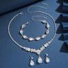 4PC women's fashionable rhinestone water droplet necklace earrings bracelet Zircon set wedding banquet party holiday gift