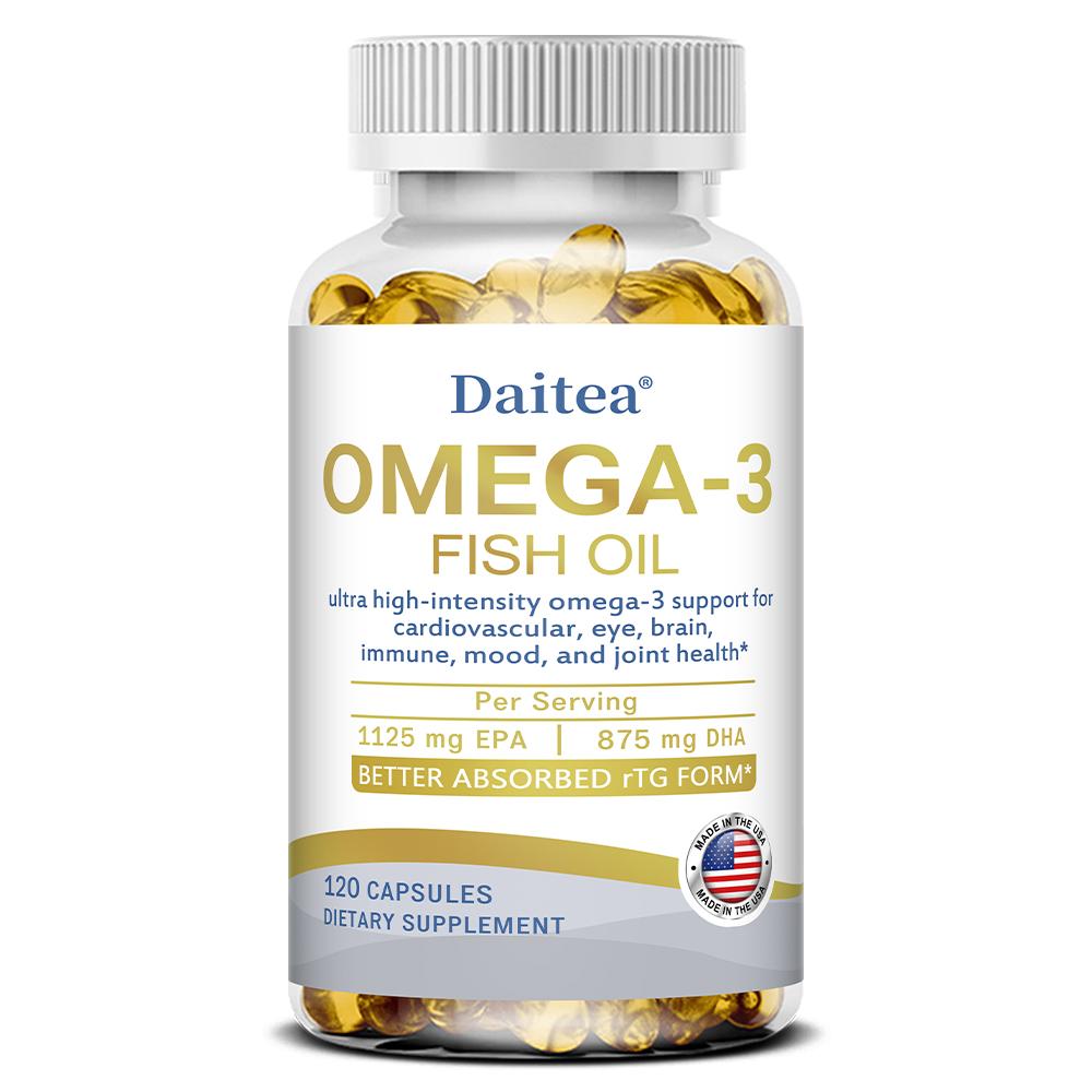 Omega-3 2150 mg Nahrungsergänzungsmittel, mit 1125 mg EPA und 875 mg DHA, 120 Weichkapseln pro Flasche