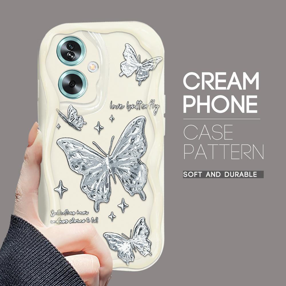 Cute Cartoon Pattern Cream Texture Casing Wavy Edge Soft Silicone Cover Phone Case for OPPO Reno Realme