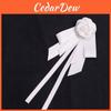 Elegant White Silk Bow Brooch For Women With Pearl Detailing For Formal Wear