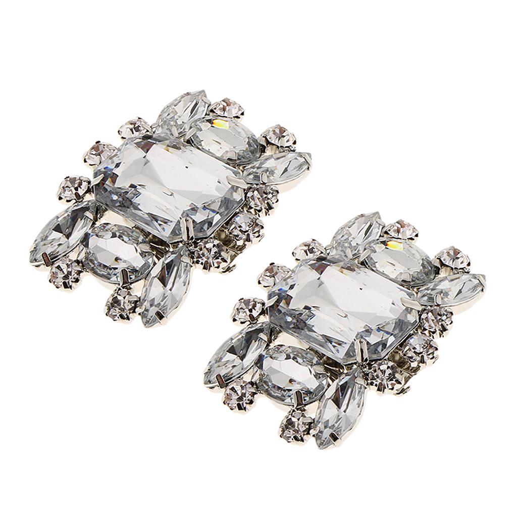 2 Pack Fashion Rhinestone Shoes Shoe Decoration Charms Flowers Crystals Wedding Party Clips
