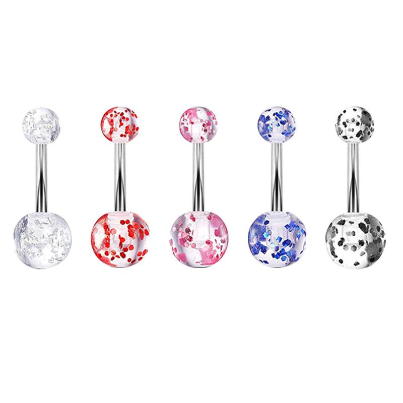 European And American New Combination Flashes Navel Nails Soft Pottery Ball Belly Button 10 -In -One Stainless Steel Puncture Jewelry