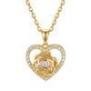 Wind Heart Rose Pendant Necklace, Copper Inlaid Zircon High-End Pendant For Women, Jewelry 388