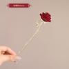 Chinese Style Rose Flower Hair Stick Hairpin For Women Red Flower Hair Comb Handmade Metal Alloy Headwear Girls Hair Accessories