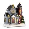 Resin Christmas  Church Village Lit Houses LED Lighted Collectible Building Figurines Home Desk Fireplace Decor Holiday Gifts