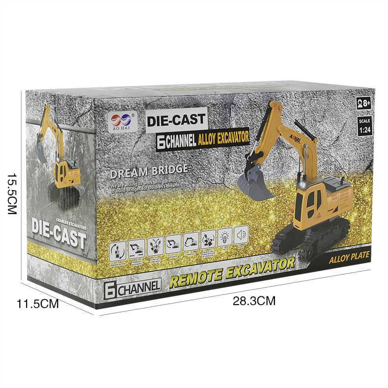 6-Pass Simulation Remote Control Excavator Electric Toy, Alloy Construction Vehicle Model Children'S Remote Control Toy Car