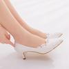 Elegant and Simple Lace Flower Wedding Shoes, White High-heeled Bridal Shoes, Wedding Photos, Shoes, Wedding Shoes