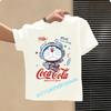 Doraemon Children's Pure Polyester Short-Sleeved Boys' Sports Shirt, Girls' Casual Top, Big Bear Cartoon Print Summer T-Shirt