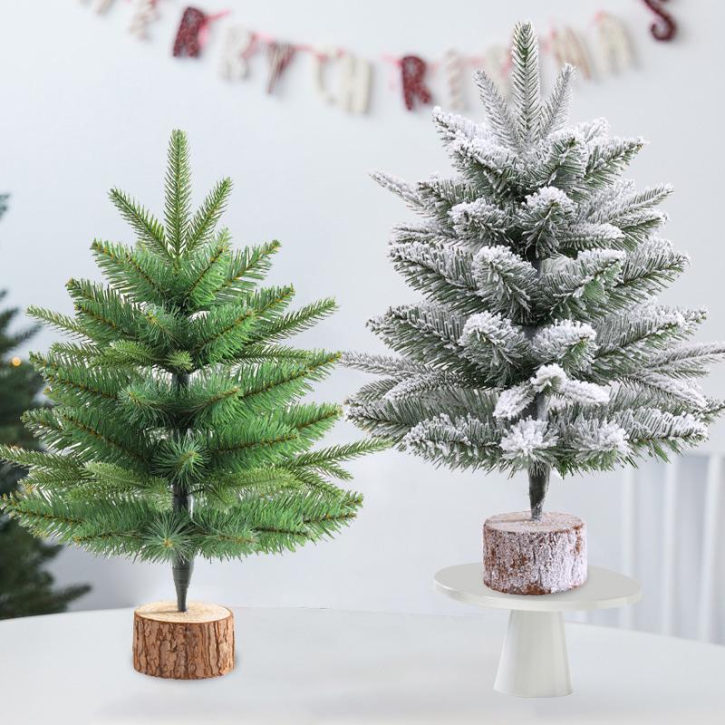 1PC Tabletop Decor for Indoor Stable Base 2 Styles Christmas Tree Mini Table Ornament Navidad Festival Decorative Xmas Tree