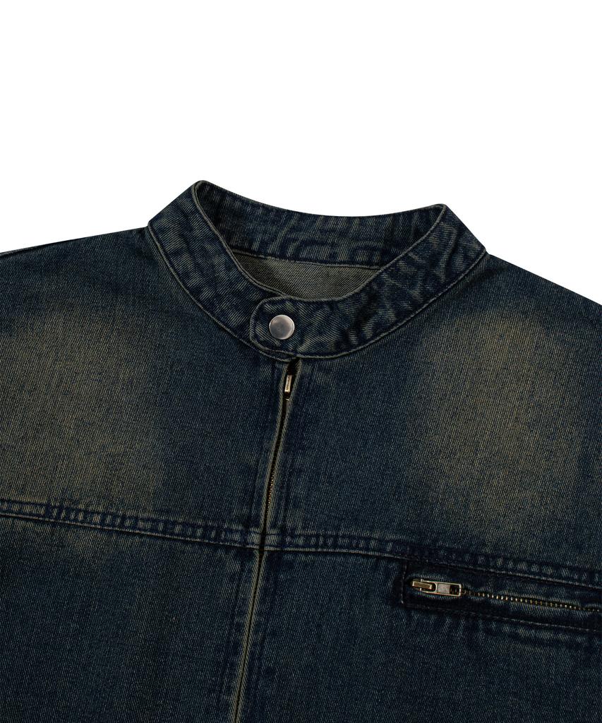 Moaa Washed Denim Rider Jacket (Jean Blue)