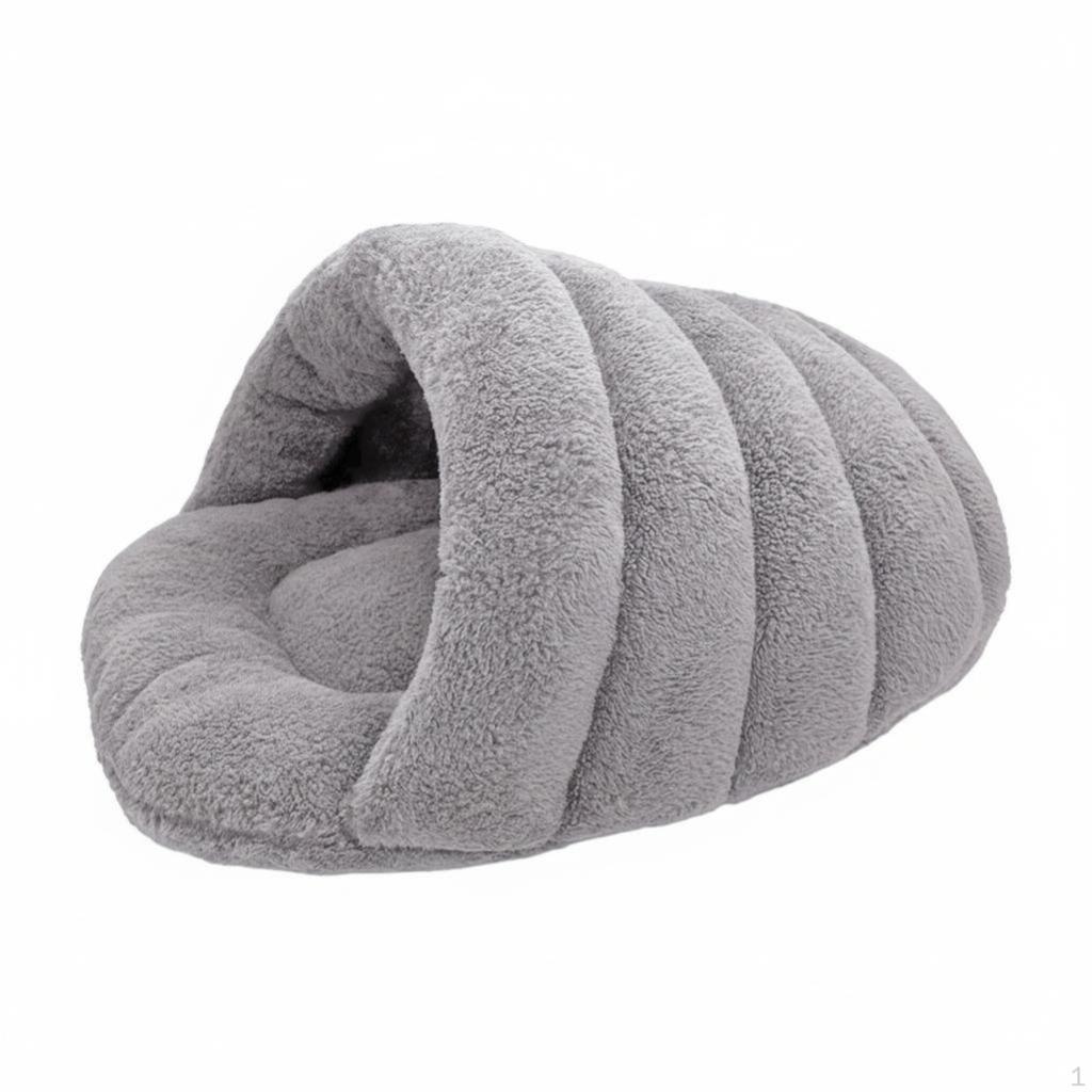 Cat Bed, automaticWarming, Plush, Round, Indoor Sleeping Shelter L Light Gray