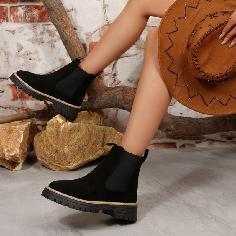 Neue Damen-Herbst-Chelsea-Ankle Boots im britischen Stil aus Wildleder, modische, vielseitige kurze Lederstiefel