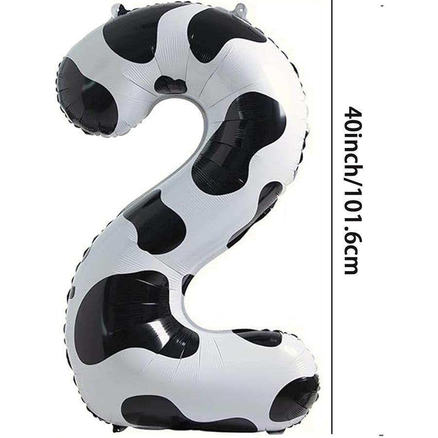 Cow Print Balloon Birthday Decorations Supplies 1pc 40 Inch Digital Balloon COW Theme Number Balloons for Birthday Party Farm Barn Decor