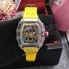 Barevné Průhledné Multifunkční Chronografové Křemenné Hodinky s Kalendářem a Tourbillonem pro Muže a Ženy
