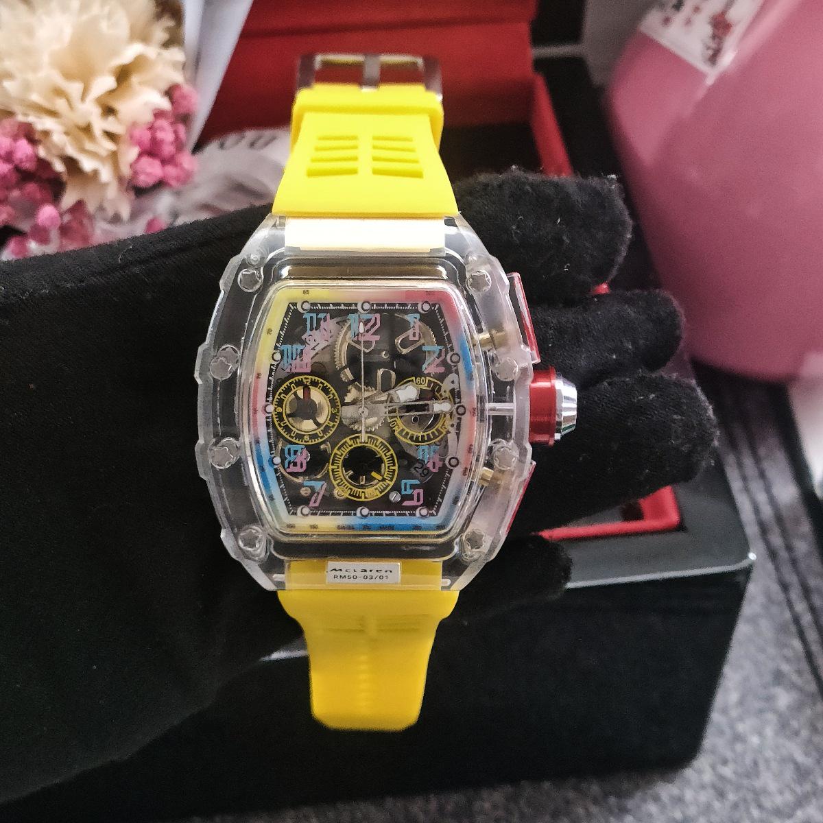 

Красочные прозрачные многофункциональные кварцевые часы-хронограф с календарем и турбийоном для мужчин и женщин