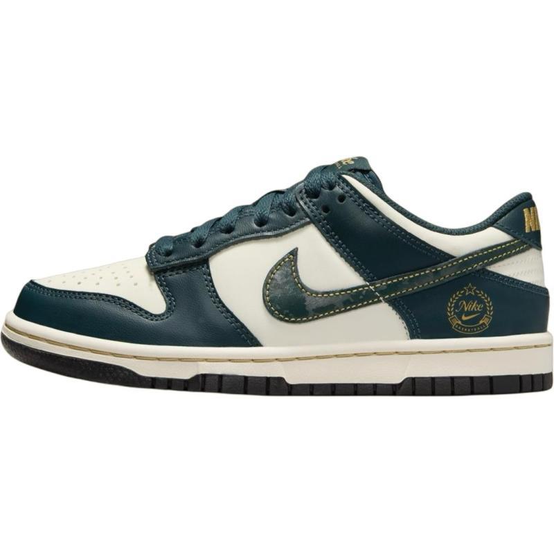 

Nike Dunk Anti Slip Wear Resistant Low Top Kids Skateboarding Shoes White Black Green Sneakers FB9109-301 36