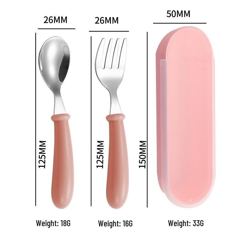Cartoon Edelstahl Kinderbesteck Set - Tragbares Trainingsbesteck für Kleinkinder