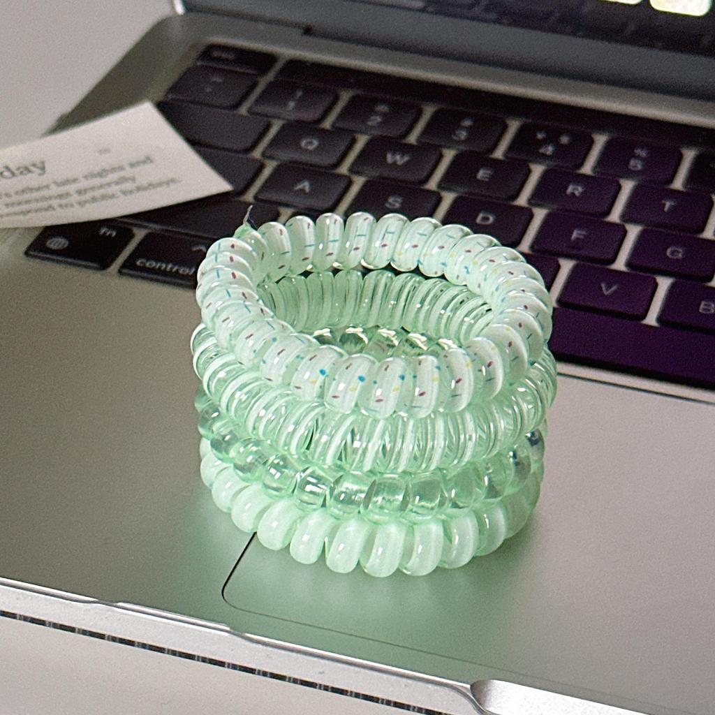 Korean Style Colorful Telephone Cord Hair Tie Set - High-End Elastic Hair Accessories for Women