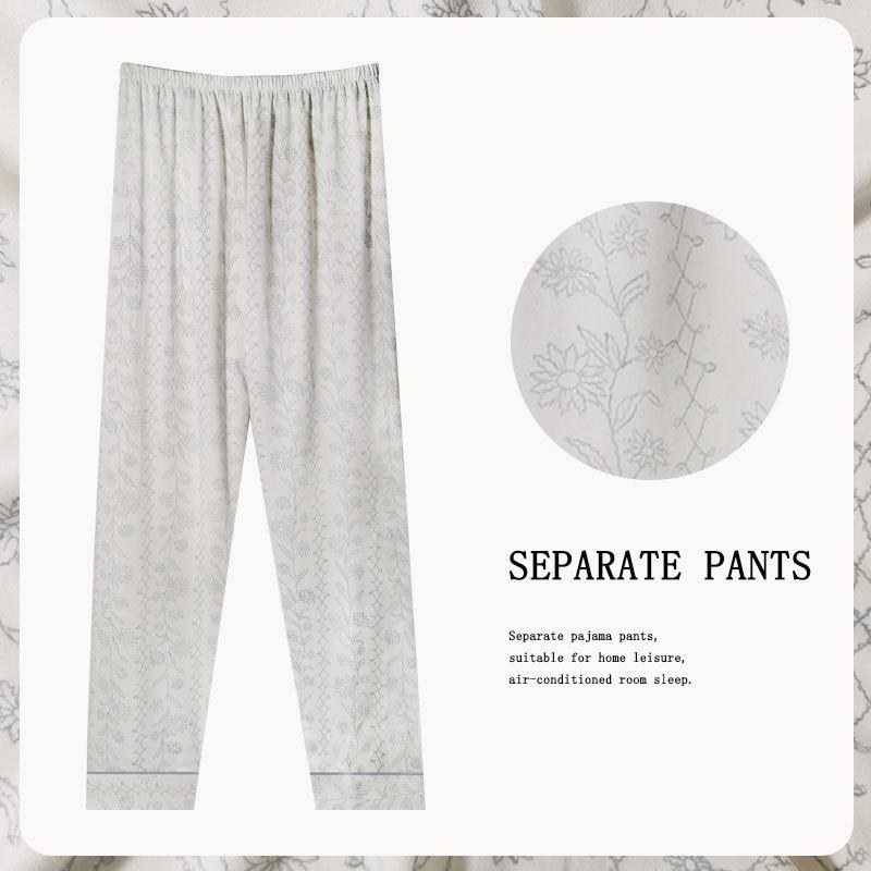 Spring/Summer Retro Floral Print Pajama Pants - Women's Korean Style, Suitable for Casual Wear, Loose Fit, Ideal for Spring and Autumn.