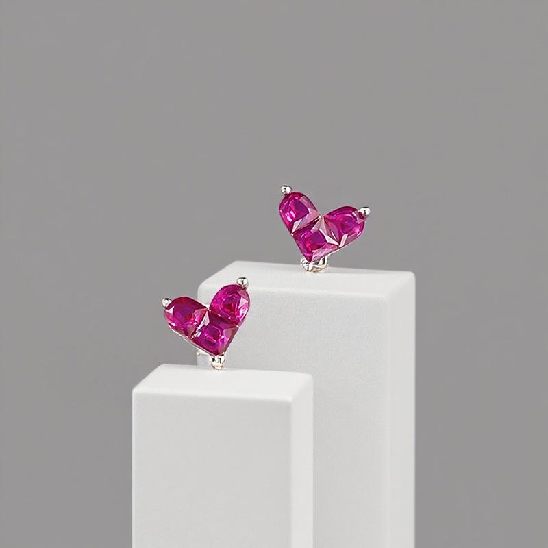Hui Zhi Yi S925 Silver Mini Peach Heart Stud Earrings - Daily Light Luxury Fashion Versatile Hot Sale