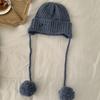 Windproof Y2k Knitted Cap Thick Beanie Hats Japanese Pom-pom Knit Cap  Outdoor