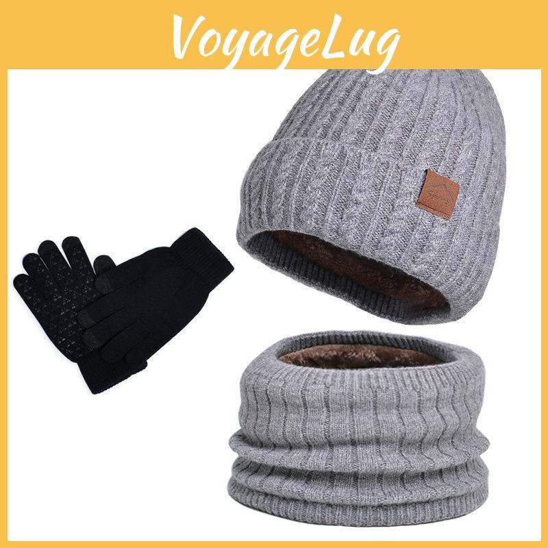 Winter Knit Hat Scarf Gloves Bundle With Lining Breathable Windproof For Casual Outdoor Use