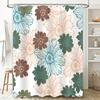 Floral Printed Shower Curtain White Green Brown Blue Pink Flowers Waterproof Bathroom Decor Bath Mat Set For Home Living Room 72