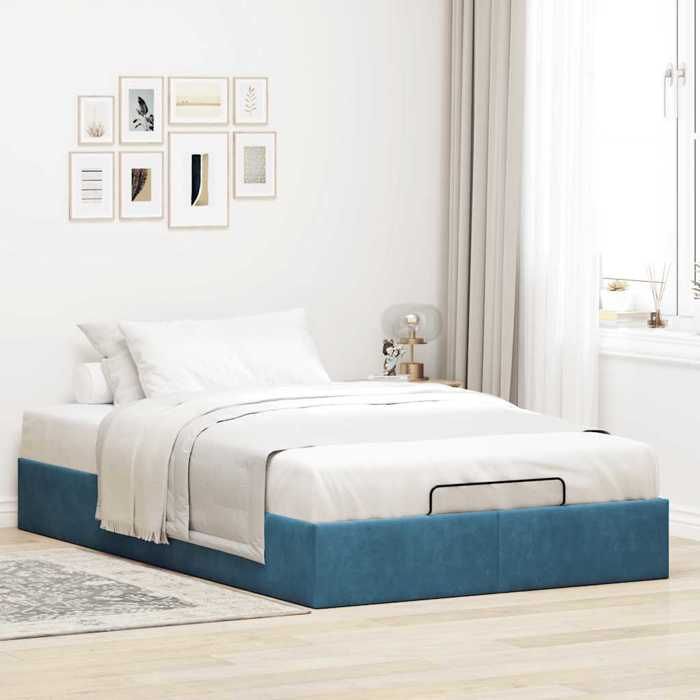 VidaXL Ottoman Bed Frame Without Mattress Dark Blue 120x200 Cm Velvet, Bed Frame, Ottoman Bed Frame, Bed Frame 3310959