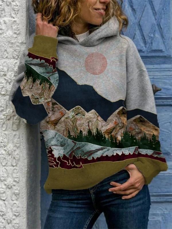 Sudadera Estampada de Manga Larga Ajustada con Capucha Otoño/Invierno