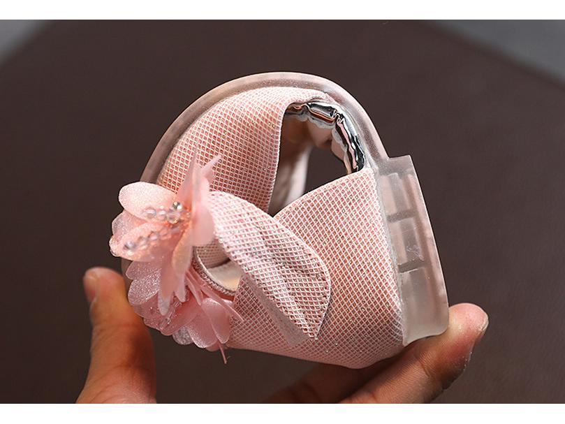Girls' Summer Rhinestone Flower Sandals - Soft Sole Princess Dance Shoes
