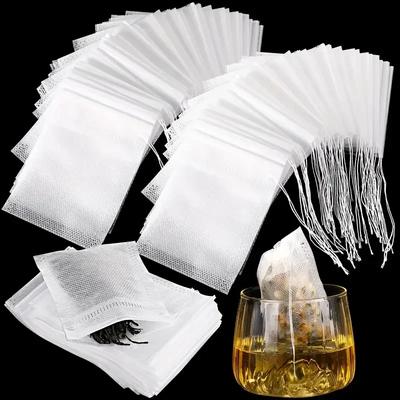 100Pcs Tea Bags Disposable Filter Bags for Tea Infuser with String Heal Seal Food Grade Non-woven Fabric Empty Tea Filter Bags