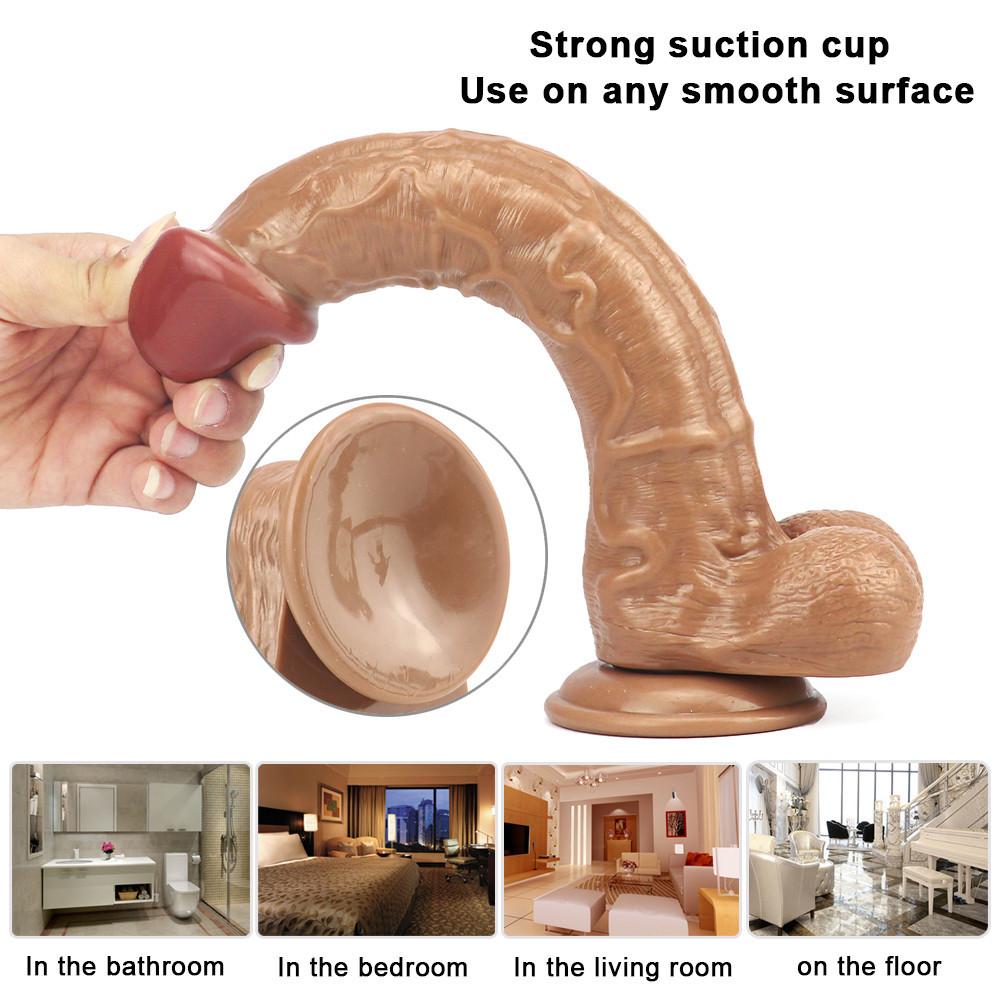 Brown Female Masturbator Generations Healthy Soft Glue Huge Realistic Dildo Suction Cup for Women Big Dick Sex Toys Shop