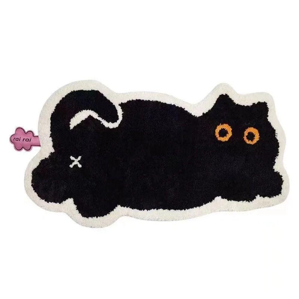 

Absorbent Floor Carpet Non-Slip Floor Rugs Home Decoration Cat Shaped Floor Mat Bathroom чёрный