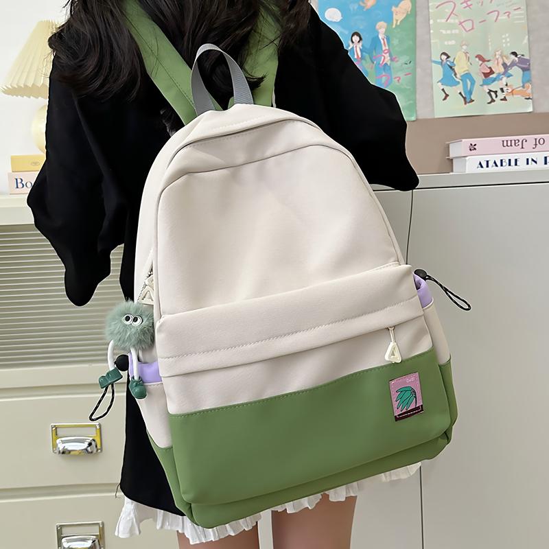 Student Schoolbag Female Large Capacity Backpack Color Block Girls Backpack