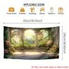 2D Dreamy Garden Backdrop Sunlit Stone Arches Portrait Studio Background