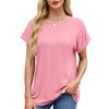Damen S Einfarbig Rundhals Locker Kurzarm T-Shirt