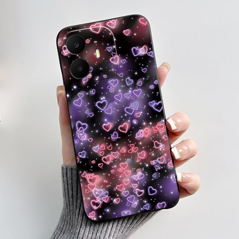Pro pouzdro TCL K70 Roztomilé Srdíčko Králík Černé Měkké Silikonové Ochranné Zadní Kryt Pro Telefon TCL K70 Power SE TCLK70 4G 5G